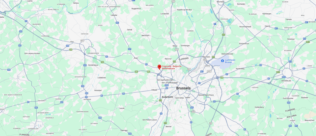 Kaart met locatie van Creamoda